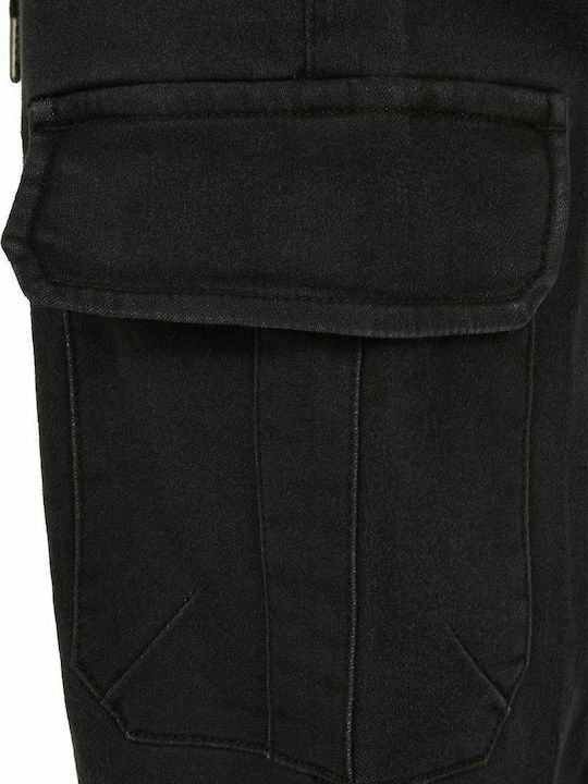 Trousers Cargo Elastic in Straight Line Black