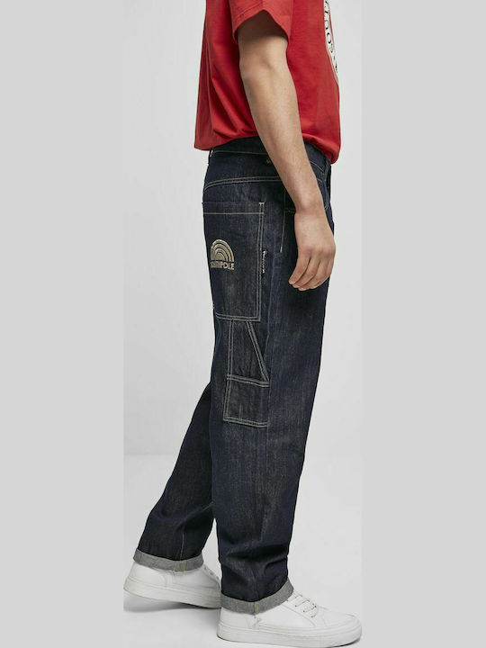 Men's Jeans Pants with Loose Straight Fit Raw Indigo