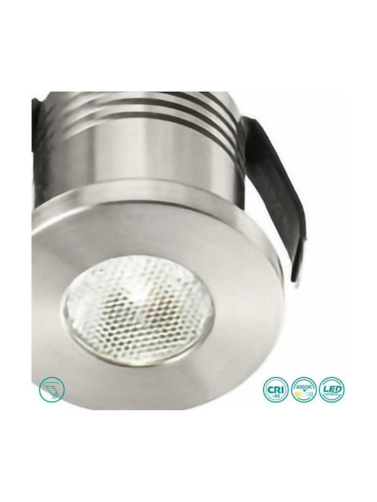 Gea Luce Glam Round Metallic Recessed Spot with Integrated LED and Natural White Light Silver 3.5x3.5cm. 1pcs