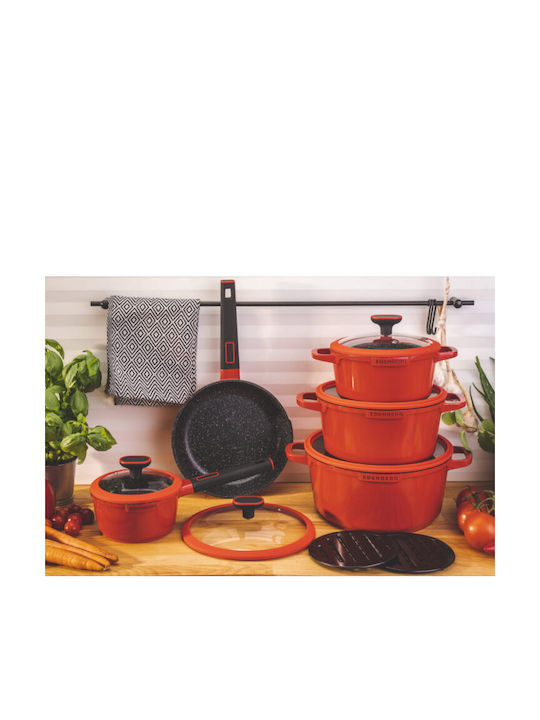Edenberg Cookware Set of Aluminum with Non-stick Coating Red 12pcs