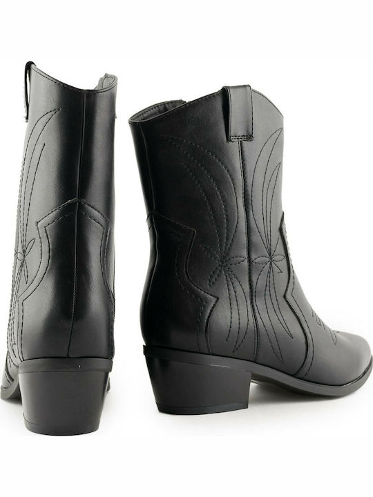 19286-3 Damen Cowboy-Stiefeletten mit mittlerem Absatz Schwarz