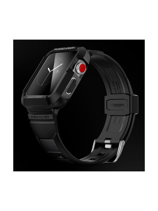 Spigen Rugged Armor Pro Silicone Case in Black color for Apple Watch 44mm