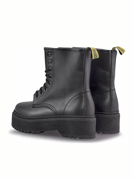 Ghete dama de piele cu toc mediu Negru