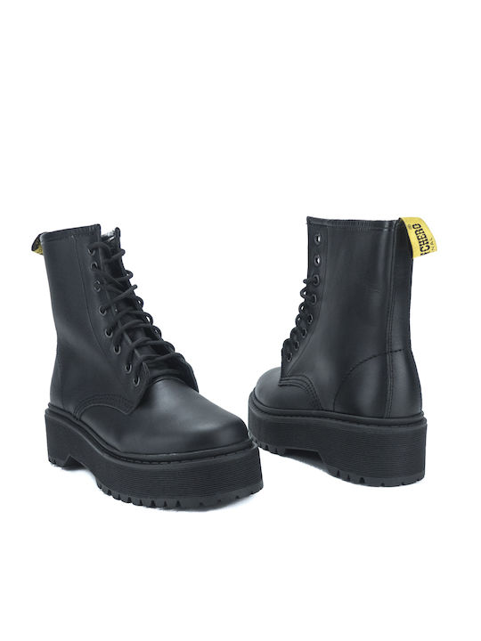 Ghete dama de piele cu toc mediu Negru
