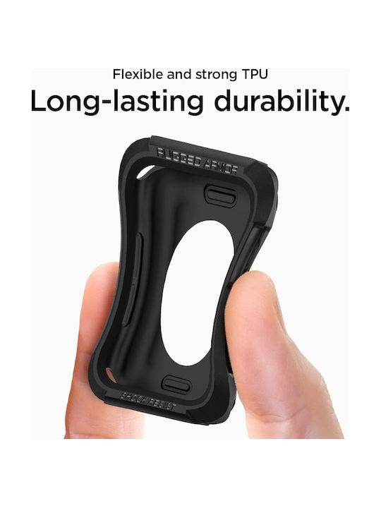 Spigen Rugged Armor Silicone Case in Black color for Apple Watch 44mm