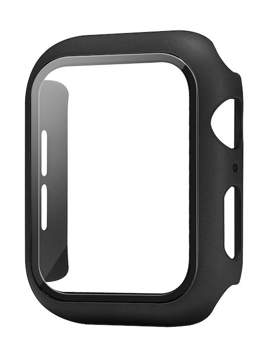 360 Watch Case with Tempered Glass Plastic Case with Glass in Black color for Apple Watch 44mm