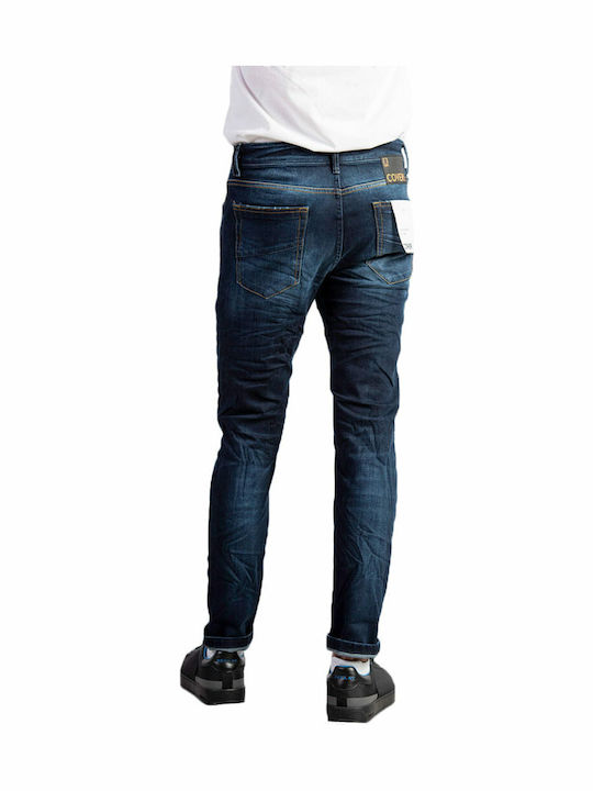 Ανδρικό Παντελόνι Τζιν Ελαστικό με Skinny Εφαρμογή Navy Μπλε