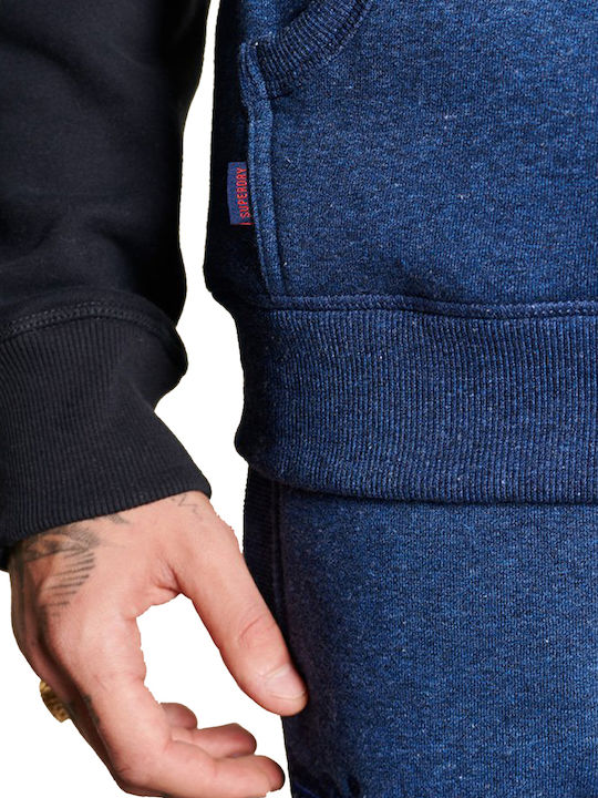 Ovin Vintage Sweatshirt with Hood Bright Blue Marl / Eclipse