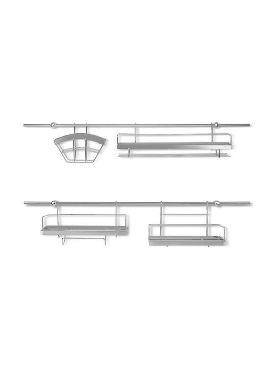 Edenberg Metallic Kitchen Organizer Rack In Silver Colour 16 Pieces