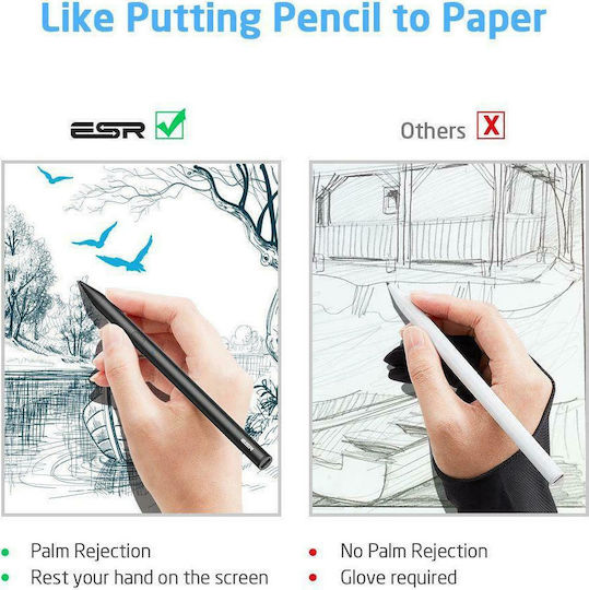 ESR Digital+ Digitală Stilou Tactil cu Palm Rejection pentru iPad de culoare Negru