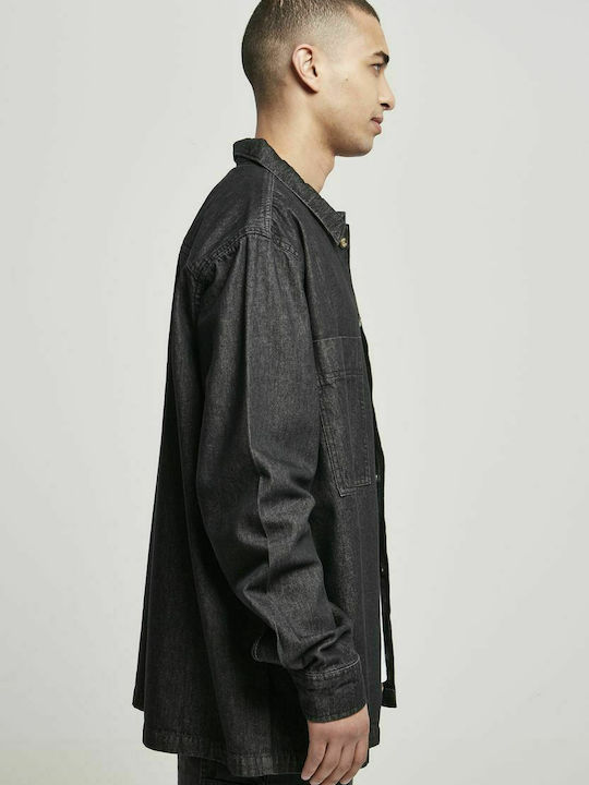 Cu mânecă lungă Denim Cămașă Black Stone Washed