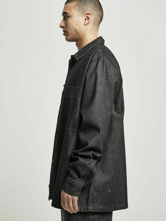 Cu mânecă lungă Denim Cămașă Black Stone Washed