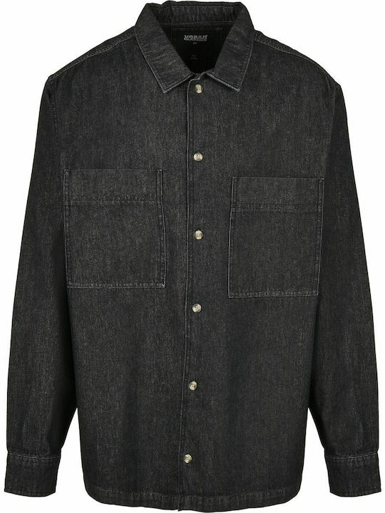 Cu mânecă lungă Denim Cămașă Black Stone Washed