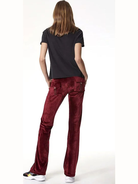 Basic Velveteen Sweatpants Flared Velvet Burgundy