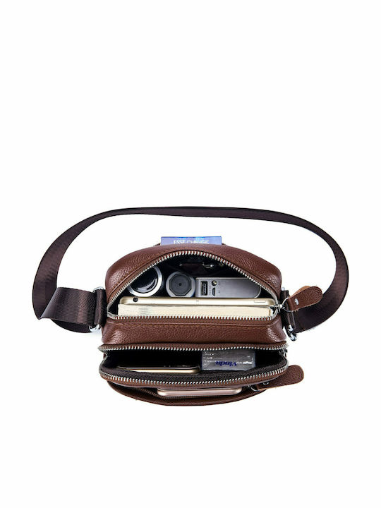 DJB-010 Leather Men's Bag Shoulder / Crossbody Brown