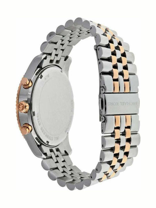 Michael Kors Lexington Γυναικείο Ρολόι 45mm Χρονογράφος Μπαταρίας με Ροζ Χρυσό Μεταλλικό Μπρασελέ