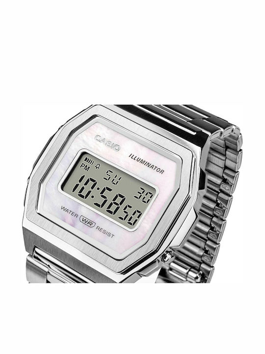 Casio Vintage Digital Women's Watch Chronograph with Silver Metal Bracelet