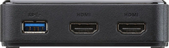 Aten USB-C Dockingstation für Laptops mit HDMI 4K und Bildschirmverbindungen 2 Monitore Schwarz (UH3233)