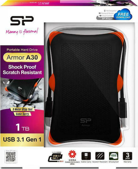 Silicon Power Armor A30 USB 3.0 Външен HDD 1TB 2.5" Черно/оранжево
