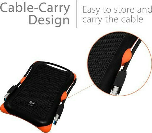 Silicon Power Armor A30 USB 3.0 External 2.5" HDD 2TB Black / Orange