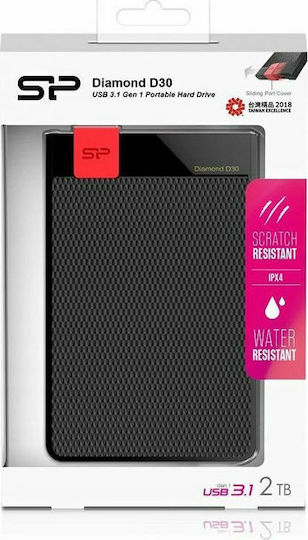 Silicon Power Diamond D30 D3S USB 3.1 External 2.5" HDD 2TB Black