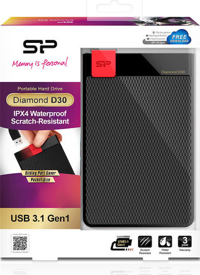 Silicon Power Diamond D30 D3L USB 3.1 Εξωτερικός HDD 2TB 2.5" Μαύρο