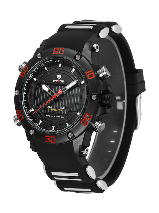 Weide Men's Watch 48mm Battery with Black Rubber Strap