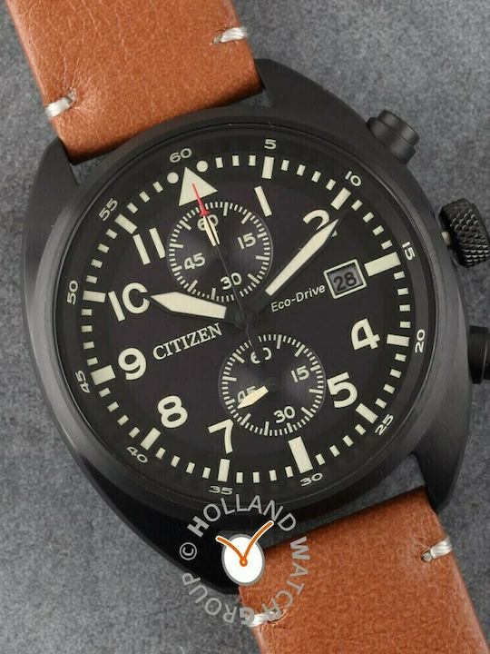 Citizen Men's Watch 41mm Chronograph Battery with Brown Leather Strap