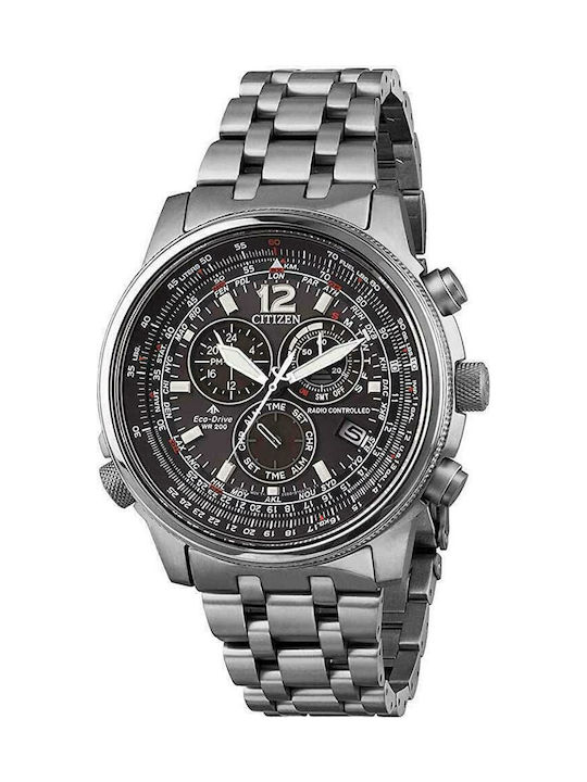 Citizen Promaster Sky Radio Men's Watch 43mm Chronograph Eco - Drive with Silver Metal Bracelet