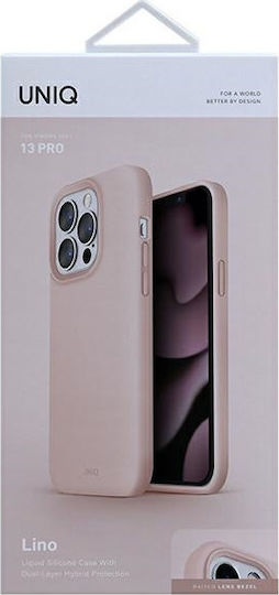 Uniq Lino Umschlag Rückseite Silikon Blush Pink (iPhone 13 Pro)