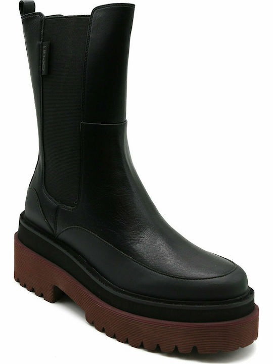 Liu Jo Leather Women's Chelsea Boots with Medium Heel Black