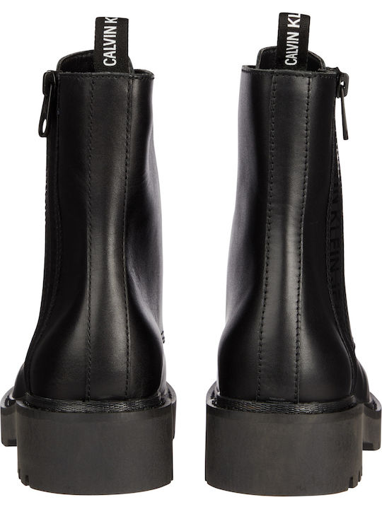 Leder Stiefeletten Damen Schwarz