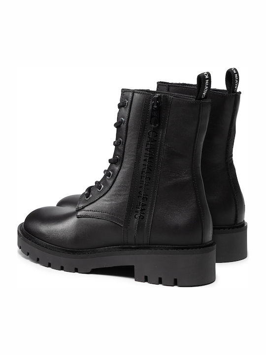 Leder Stiefeletten Damen Schwarz