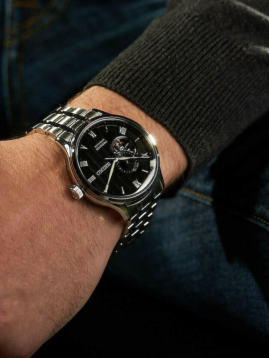 Seiko Presage Basic Line Ανδρικό Ρολόι 41mm Αυτόματο με Ασημί Μεταλλικό Μπρασελέ