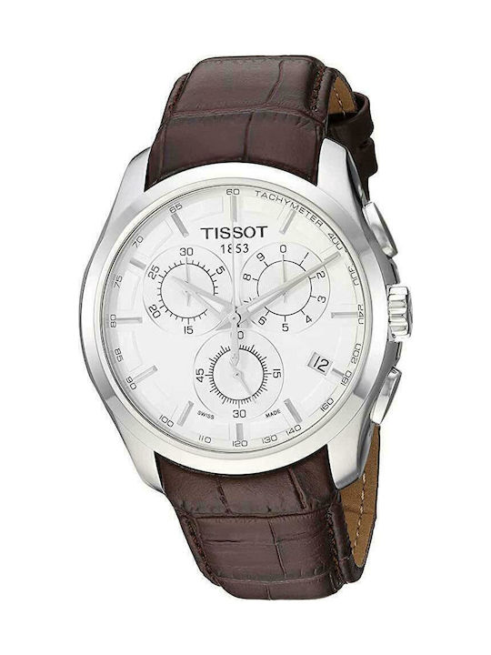 Tissot Couturier Ceas Bărbați 44mm Cronograf Cu Baterie Cu Curea Din Piele Maro