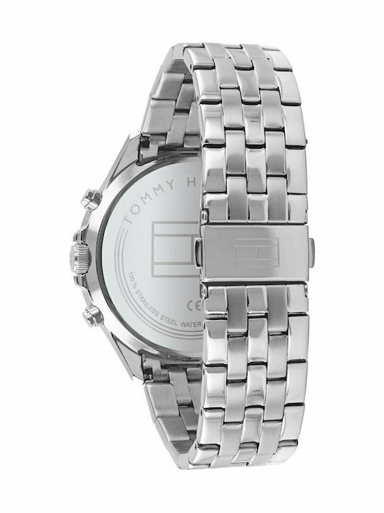 Tommy Hilfiger Montre West Мъжки Часовник 44mm Хронограф На Батерия Със Сребрист Стоманен Гривна