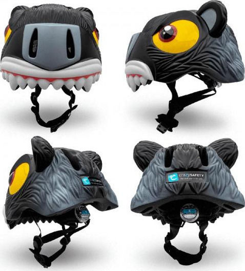 Crazy Safety Panther 100101-04-01 Kids' Helmet for City Bike Black with LED Light