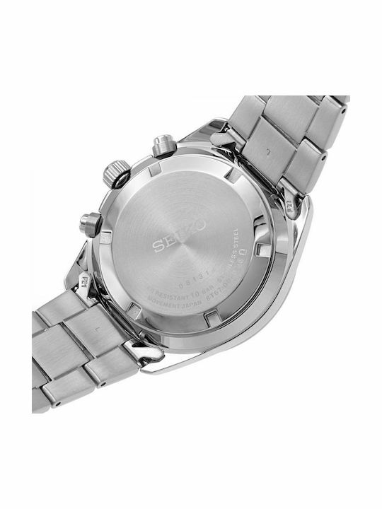 Seiko Conceptual Series Ανδρικό Ρολόι 41.5mm Χρονογράφος Μπαταρίας με Ασημί Μεταλλικό Μπρασελέ