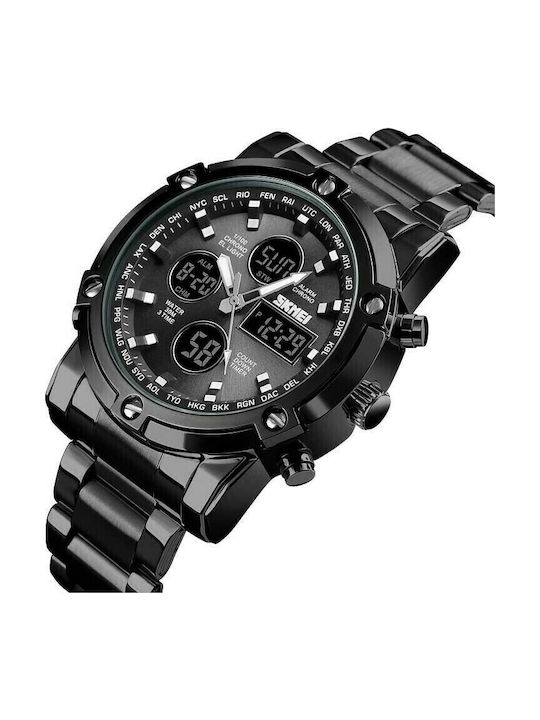 Skmei 1389 Herrenuhr 48mm Chronograph Batterie mit Schwarz Metallarmband