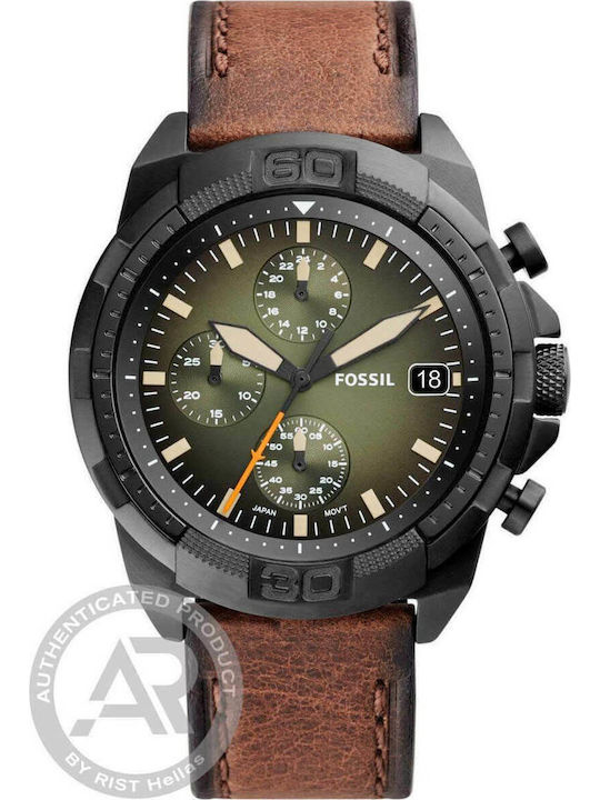 Fossil Bronson Men's Watch 50mm Battery with Brown Leather Strap
