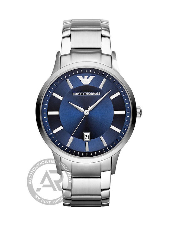 Emporio Armani Renato Men's Watch 43mm Battery with Silver Metal Bracelet