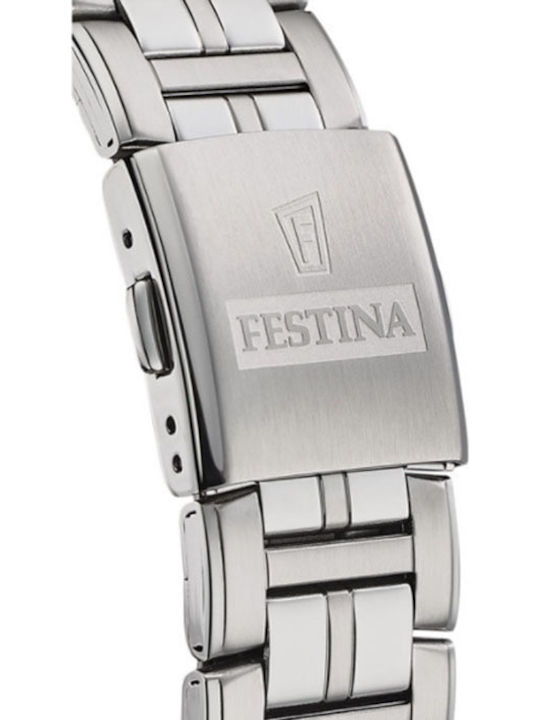 Festina Men's Watch 43mm Chronograph Battery with Silver Metal Bracelet
