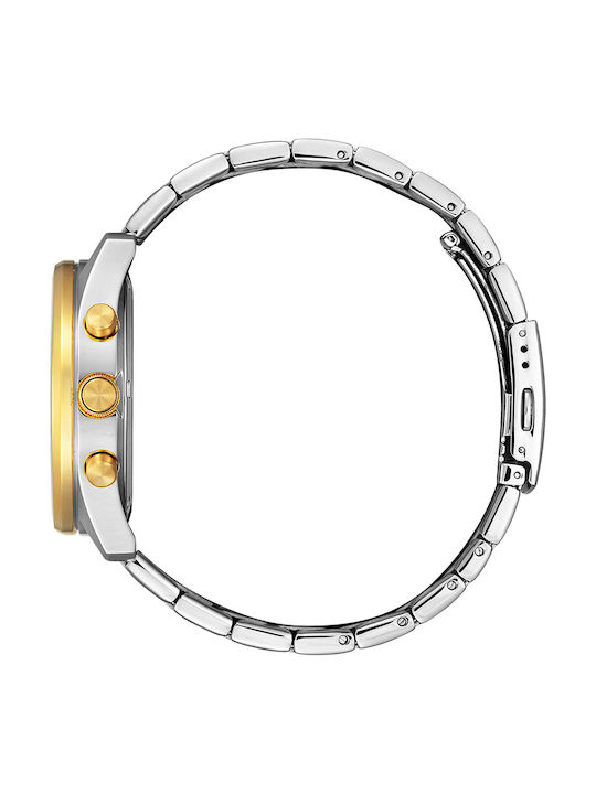 Citizen Ανδρικό Ρολόι 42mm Χρονογράφος Μπαταρίας με Ασημί Μεταλλικό Μπρασελέ