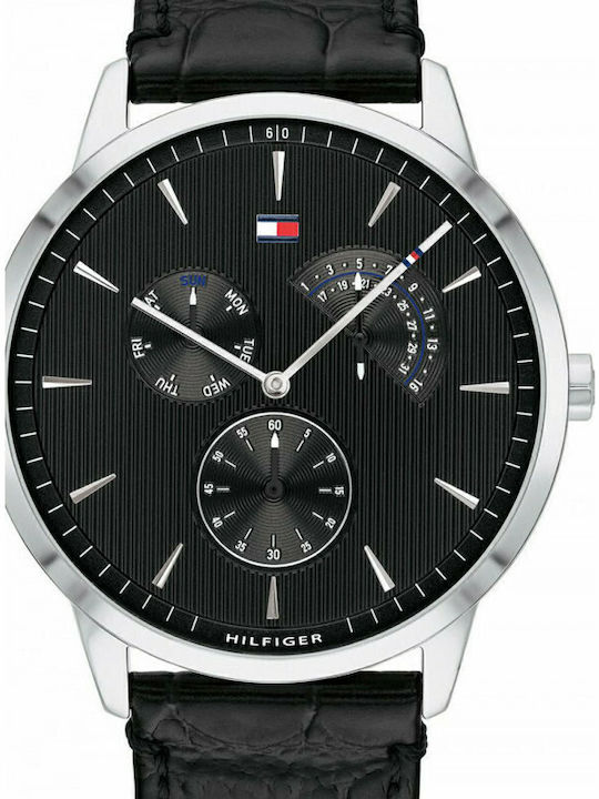 Tommy Hilfiger Brad Men's Watch 44mm Chronograph Battery with Black Leather Strap