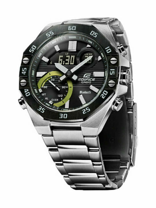 Casio Edifice Herrenuhr 49mm Chronograph Batterie mit Silber Metallarmband