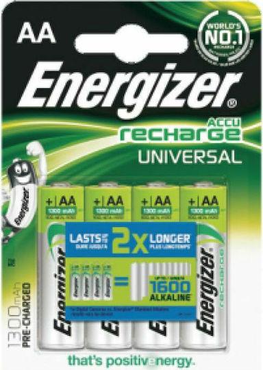 Energizer Universal Επαναφορτιζόμενες Μπαταρίες AA Ni-MH 1300mAh 1.2V 4τμχ