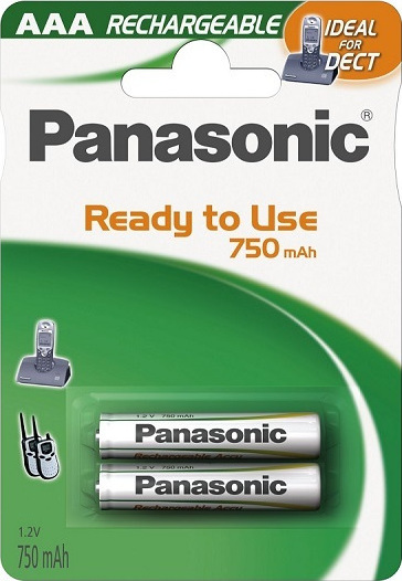 Pilhas Recarregáveis Panasonic Batteries Pack 2 AAA DECT 750 mAh
