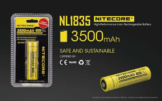 NiteCore NL1835 Презареждаща батерия 18650 Li-ion 3500mAh 3.6V 1бр