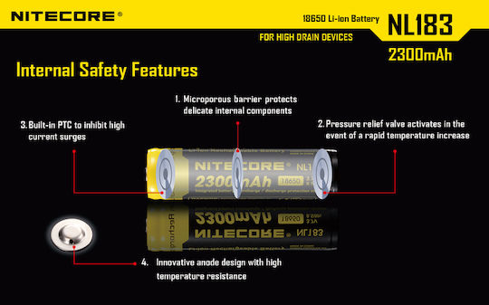 NiteCore NL1823 Презареждаща батерия 18650 Li-ion 2300mAh 3.7V 1бр
