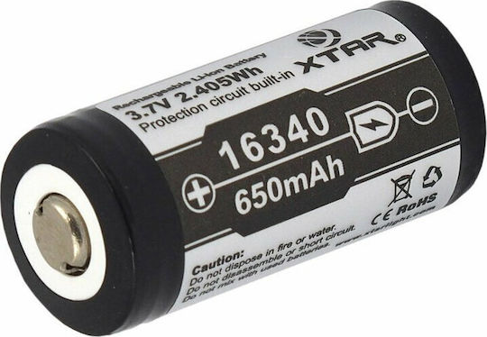 XTAR Επαναφορτιζόμενη Μπαταρία 16340 Li-ion 650mAh 3.7V 1τμχ